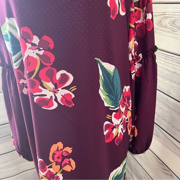 Loft Purple Floral Long Sleeve Shift Dress - Picture 5 of 10